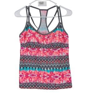 Kinesis Women's M Boho Aztec Print Tankini Swimsuit Top, Racerback Padded, Beach
